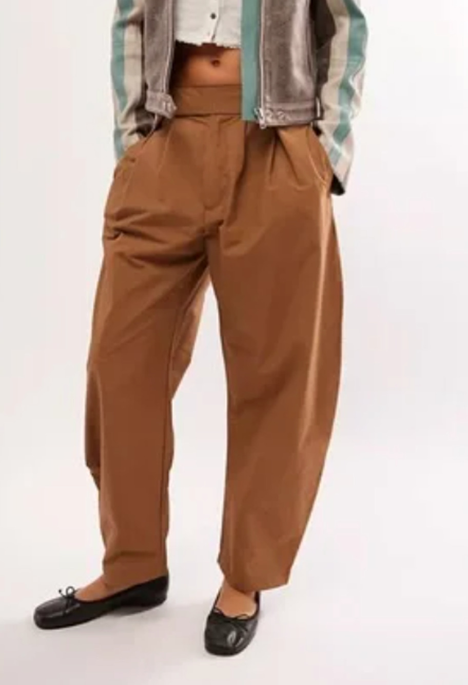 NEW FREE PEOPLE RUBBER GABRIETTE BARREL TROUSERS PANTS SZ 4